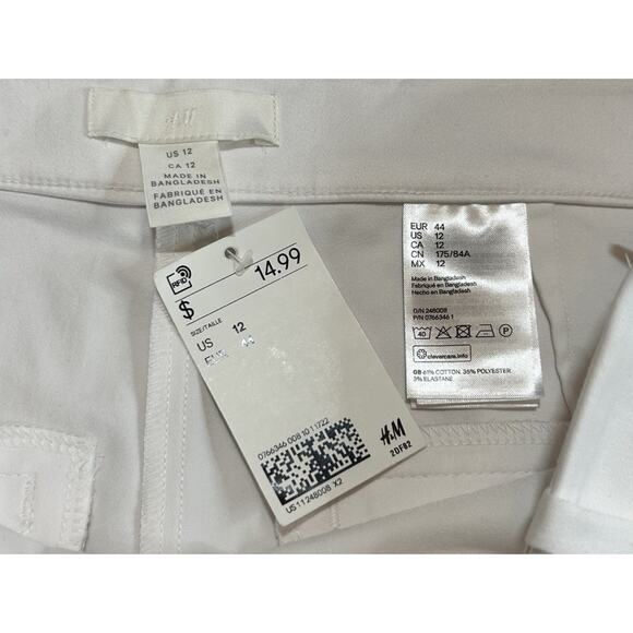 H&M White Super Stretch Pants dress slacks‎ side zipper Womens 12 - Picture 7 of 10